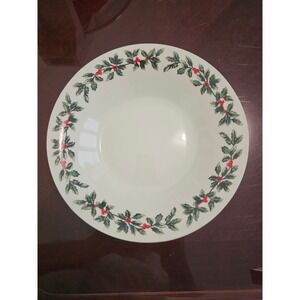 Formalities by Baum Bros Holly Collection Rimmed Soup Bowl Christmas China Plate